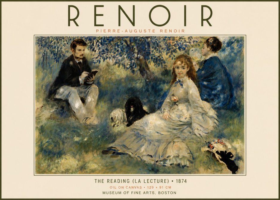 Renoir The Reading (La Lecture) No6 - Póster
