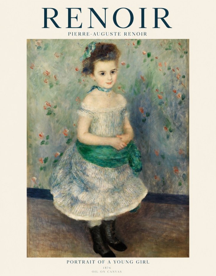Renoir Portrait of a Young Girl I No1 - Póster