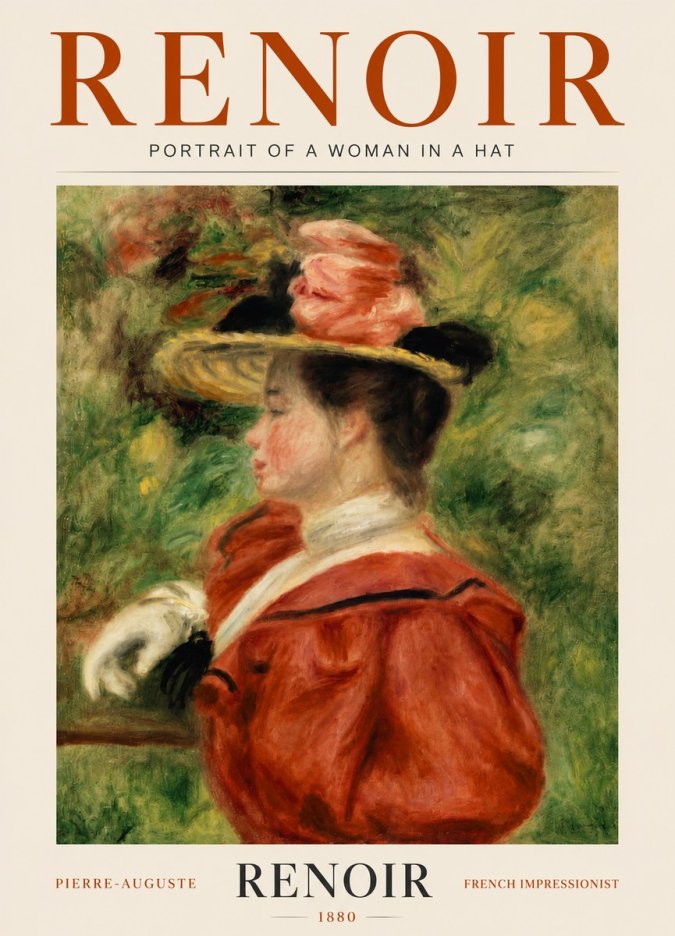 Renoir Portrait of a Woman in a Hat No5 - Póster