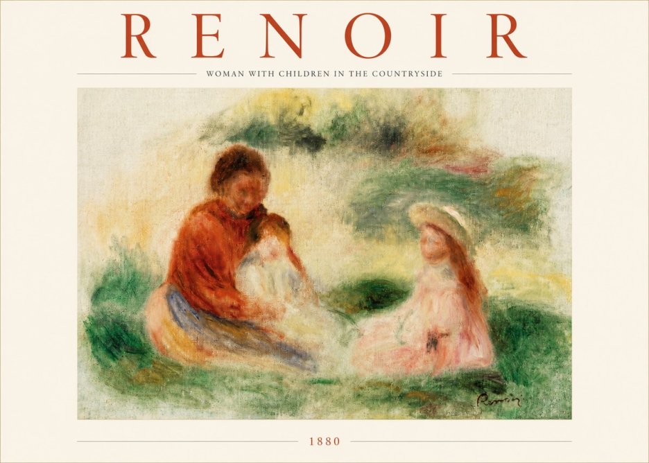 Renoir Woman with Children in the Countryside No3 - Póster