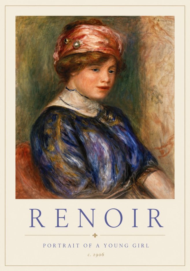 Renoir Portrait of a Young Girl II No3 - Póster