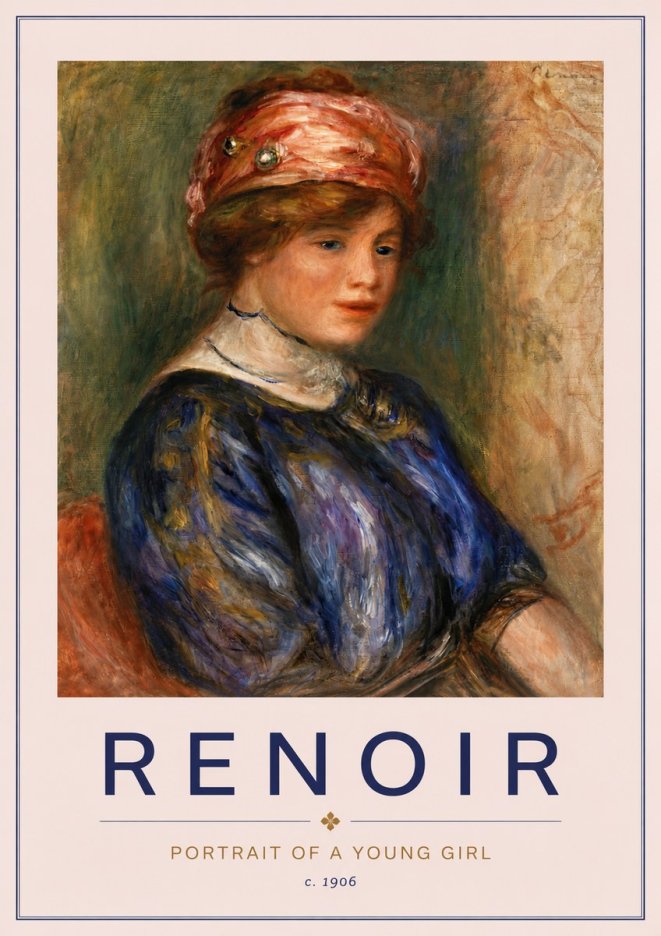 Renoir Portrait of a Young Girl II No6 - Póster