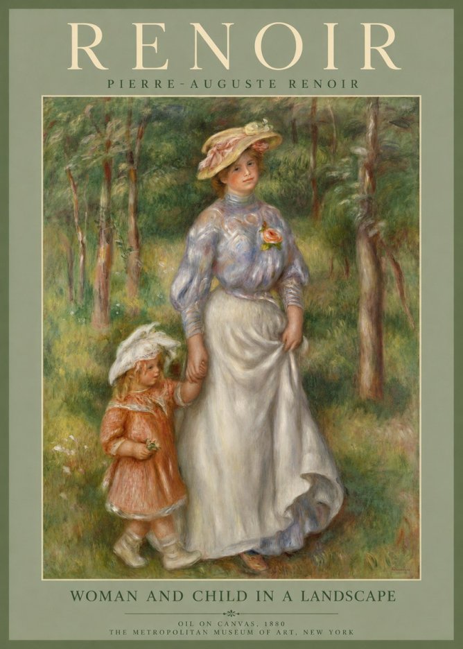 Renoir Woman and Child in a Landscape I No2 - Póster