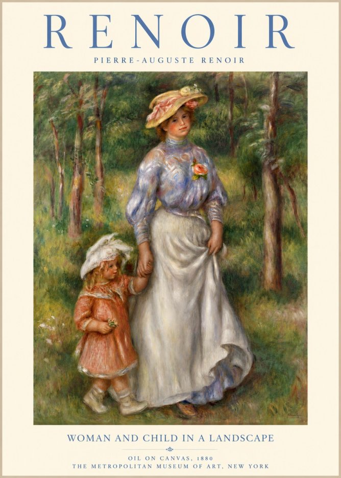 Renoir Woman and Child in a Landscape I No3 - Póster