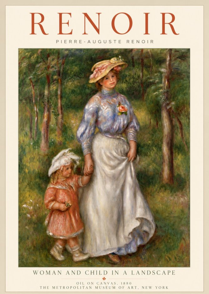 Renoir Woman and Child in a Landscape I No4 - Póster