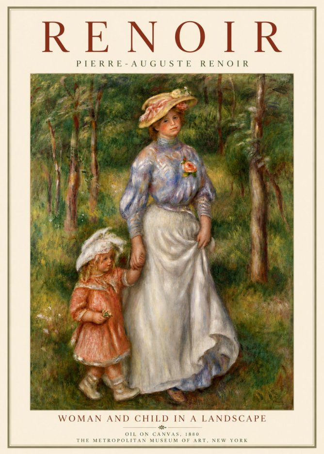 Renoir Woman and Child in a Landscape No6 - Póster