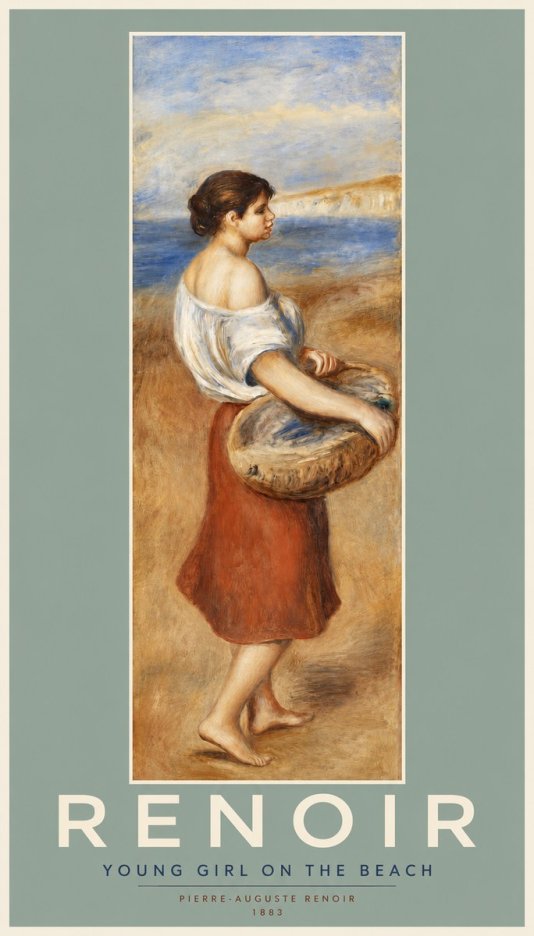 Renoir Young Girl on the Beach No2 - Póster