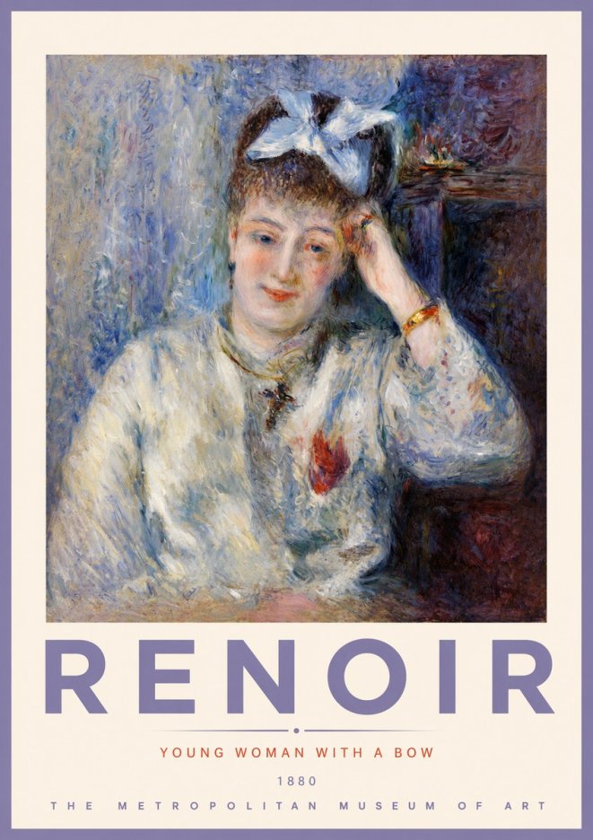 Renoir Young Woman with a Bow No2 - Póster