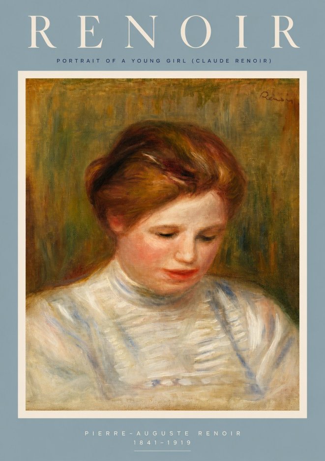 Renoir Portrait of a Young Girl (Claude Renoir) No2 - Póster
