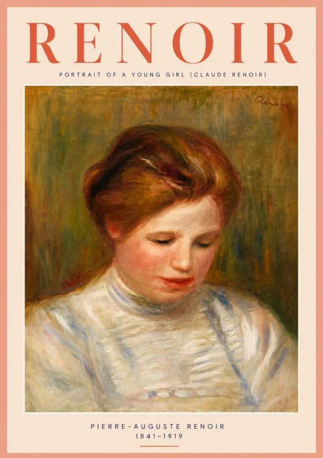 Renoir Portrait of a Young Girl (Claude Renoir) No4 - Póster