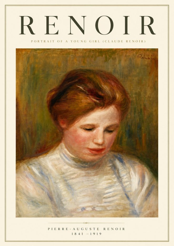 Renoir Portrait of a Young Girl (Claude Renoir) No5 - Póster