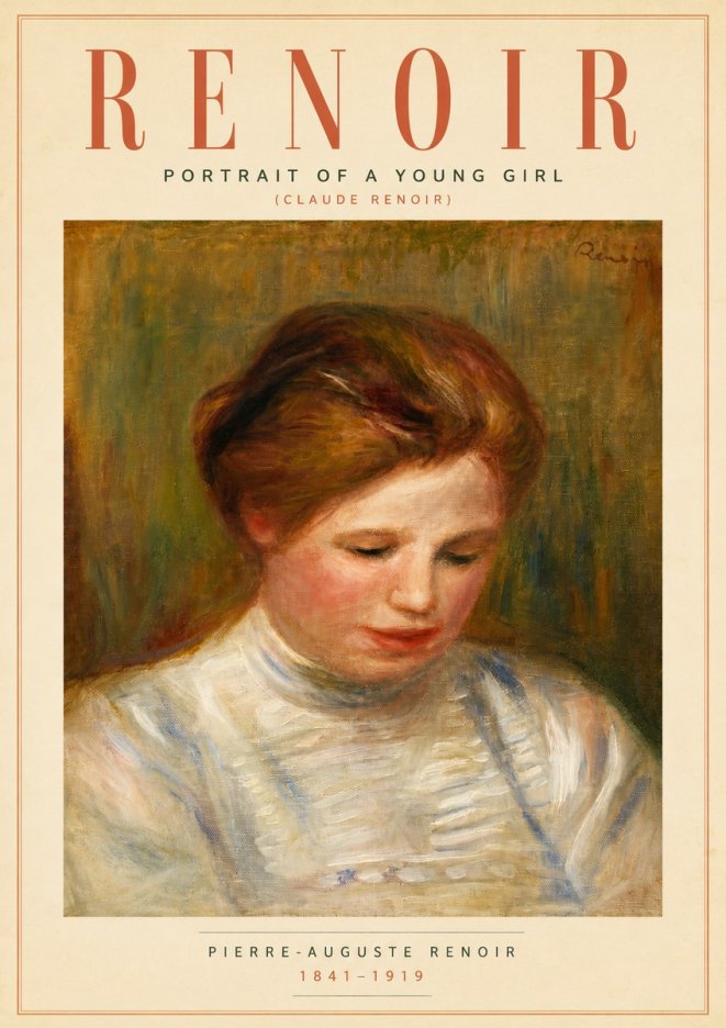 Renoir Portrait of a Young Girl (Claude Renoir) No6 - Póster