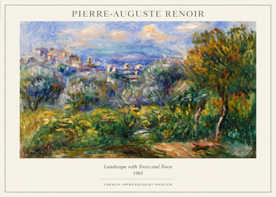 Renoir Landscape with Trees and Town No3 - Póster