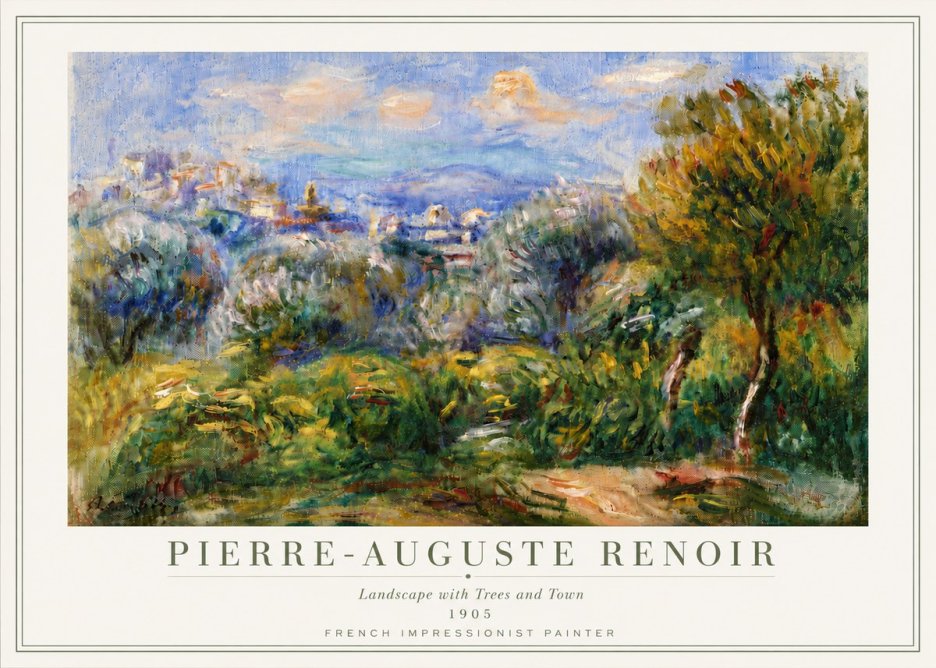 Renoir Landscape with Trees and Town No6 - Póster