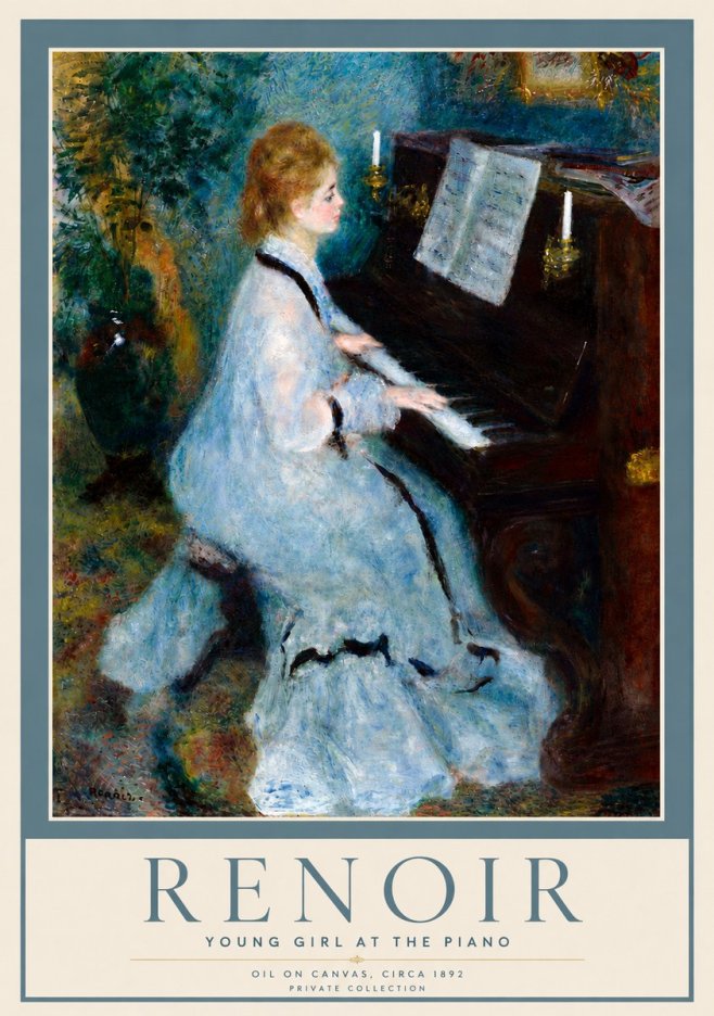 Renoir Young Girl at the Piano No6 - Póster