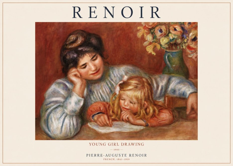 Renoir Young Girl Drawing No1 - Póster