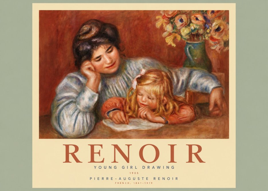 Renoir Young Girl Drawing No2 - Póster
