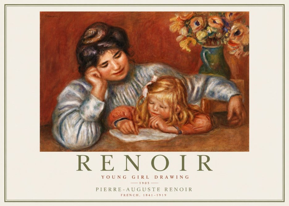 Renoir Young Girl Drawing No5 - Póster