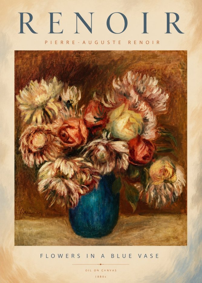 Renoir Flowers in a Blue Vase No3 - Póster
