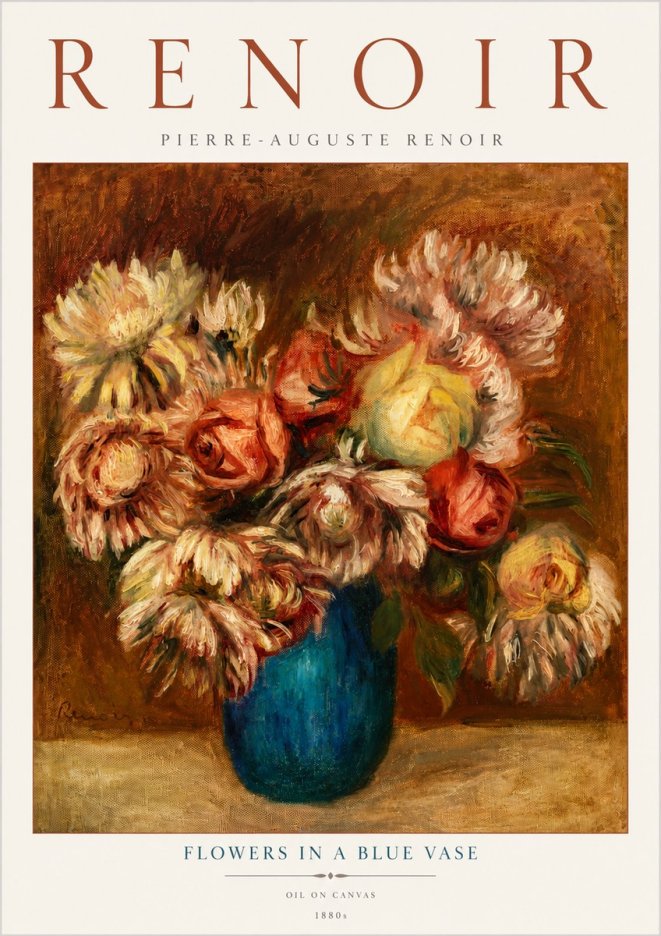 Renoir Flowers in a Blue Vase No5 - Póster