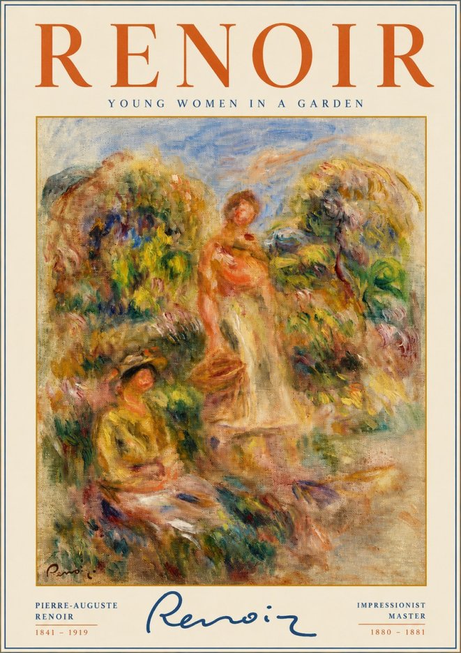 Renoir Young Women in a Garden No2 - Póster