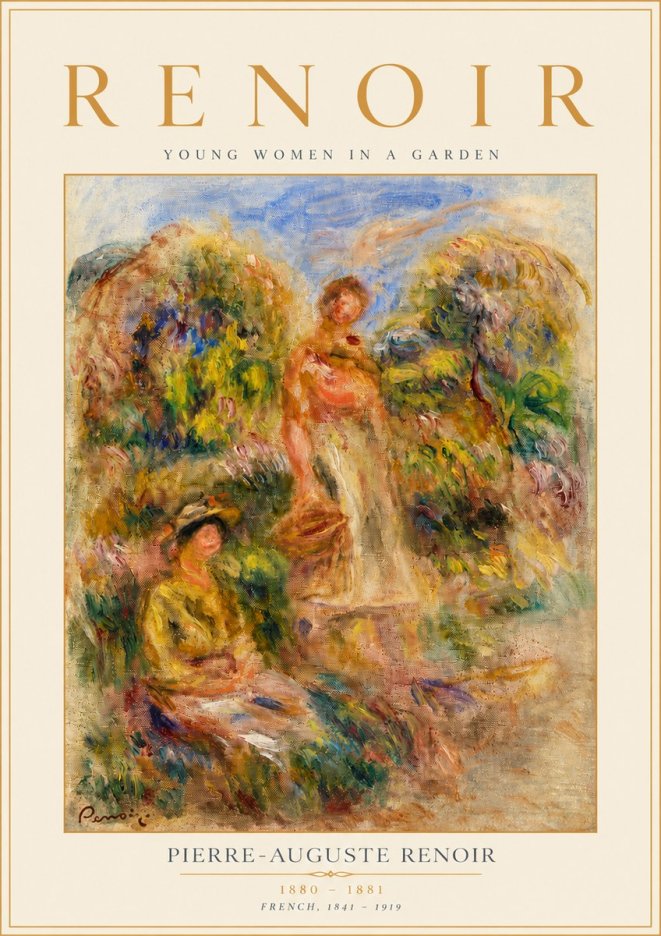 Renoir Young Women in a Garden No4 - Póster