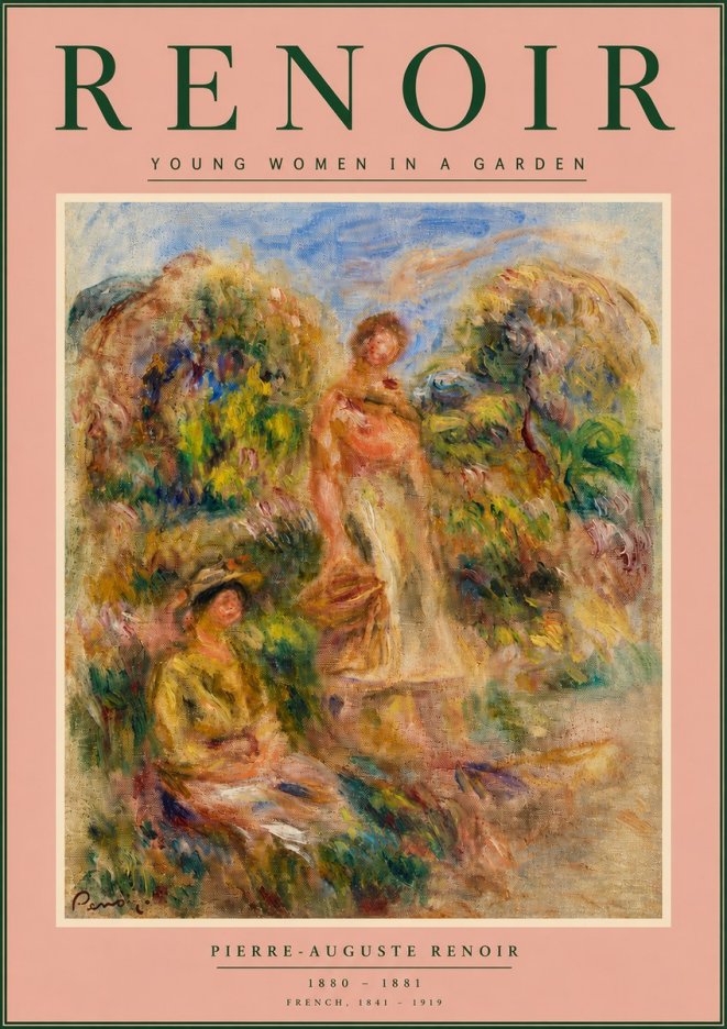 Renoir Young Women in a Garden No5 - Póster