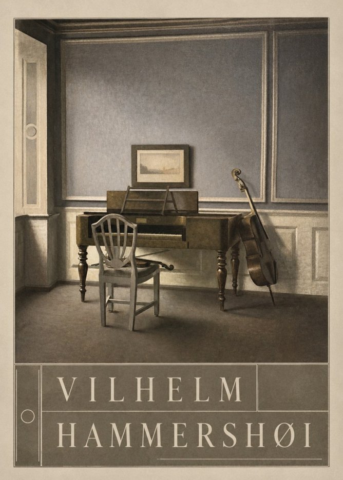 Vilhelm Hammershøi Interior with a Piano and a Cello No5 - Póster