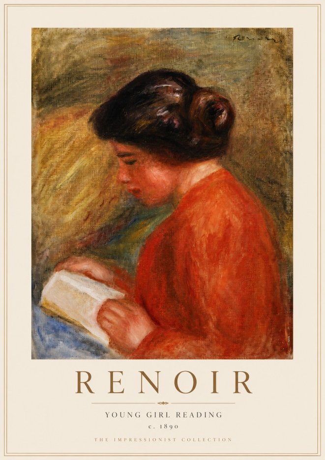 Renoir Young Girl Reading I No3 - Póster