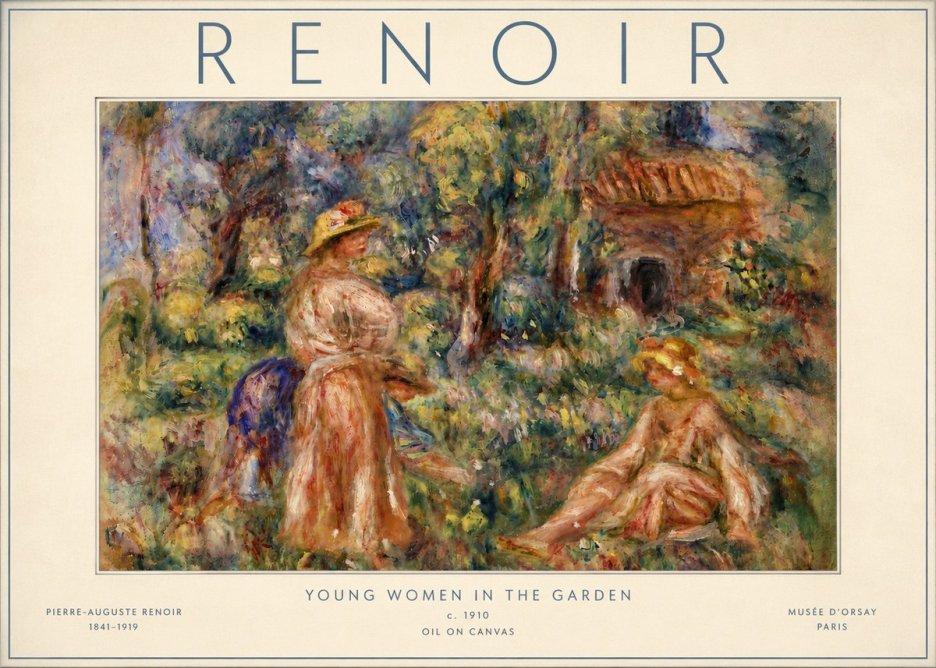 Renoir Young Women in the Garden I No6 - Póster