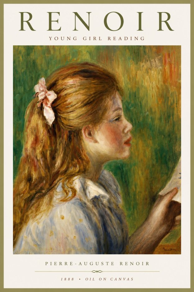 Renoir Young Girl Reading No6 - Póster