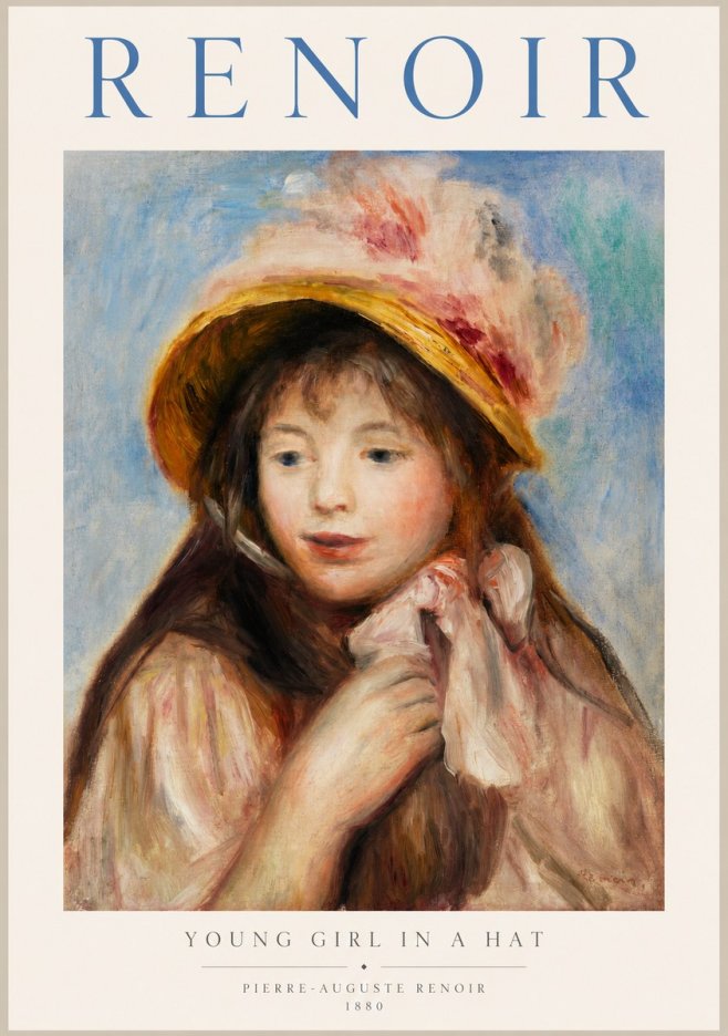 Renoir Young Girl in a Hat No1 - Póster