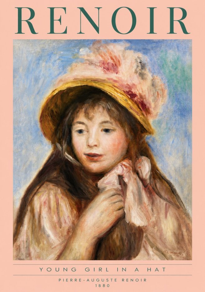Renoir Young Girl in a Hat No3 - Póster