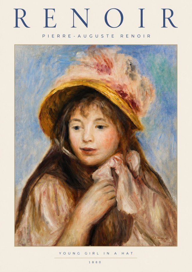 Renoir Young Girl in a Hat No4 - Póster