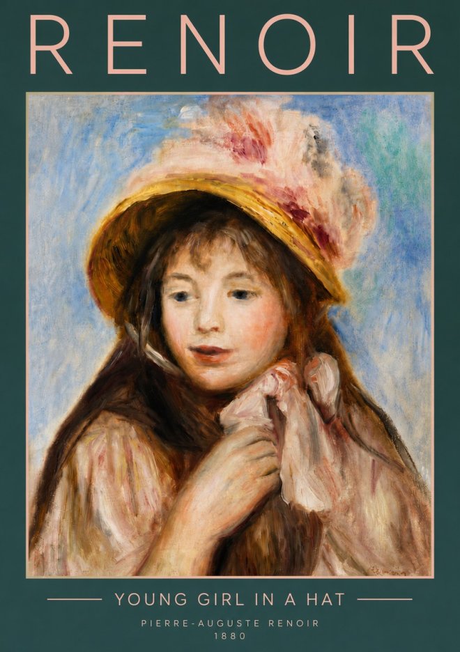 Renoir Young Girl in a Hat No5 - Póster