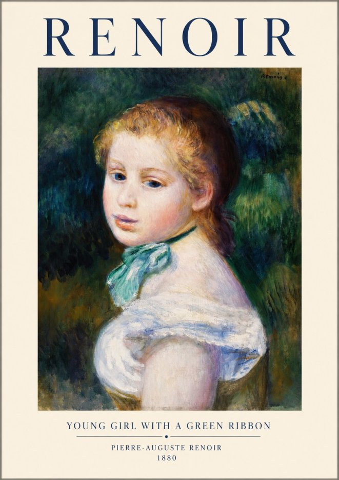 Renoir Young Girl with a Green Ribbon No1 - Póster