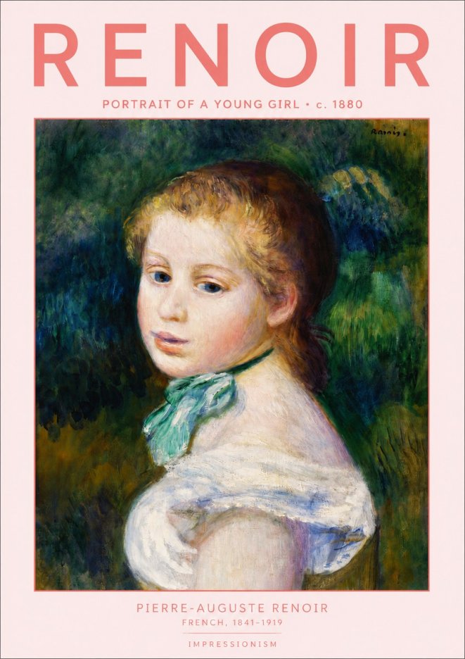 Renoir Young Girl with a Green Ribbon No4 - Póster