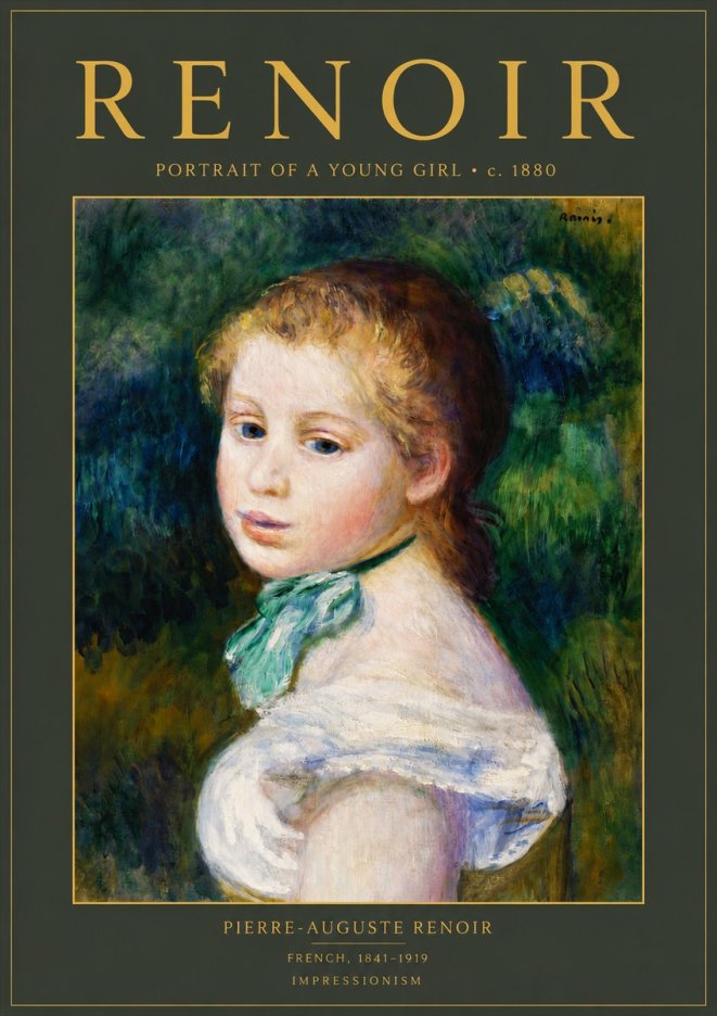 Renoir Young Girl with a Green Ribbon No5 - Póster