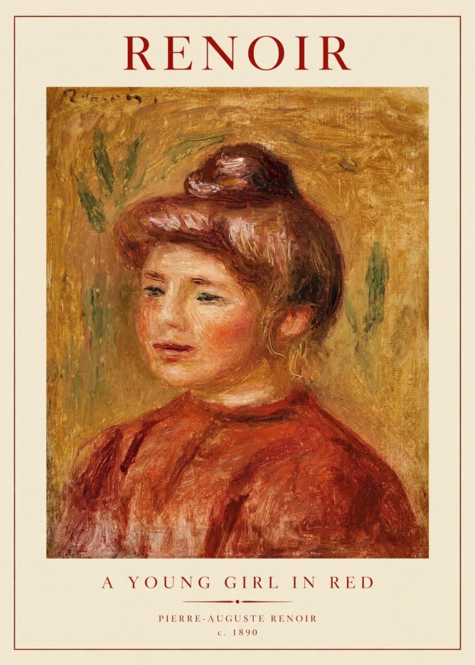 Renoir A Young Girl in Red No1 - Póster