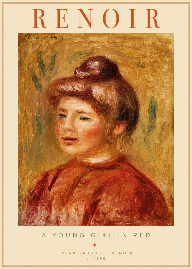 Renoir A Young Girl in Red No2 - Póster