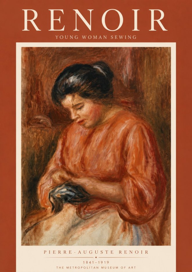 Renoir Young Woman Sewing No5 - Póster