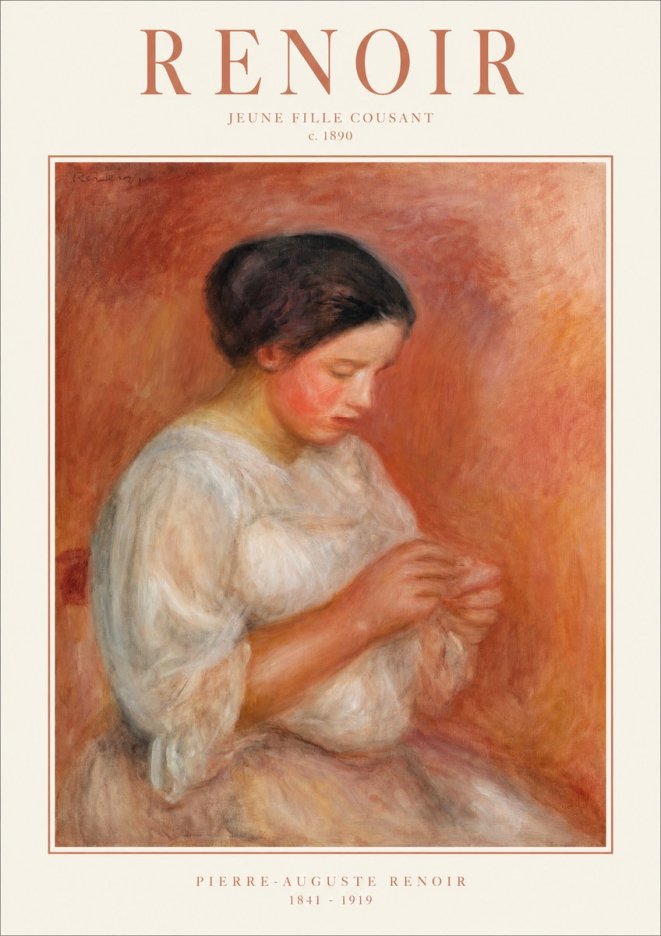 Renoir Jeune Fille Cousant No1 - Póster