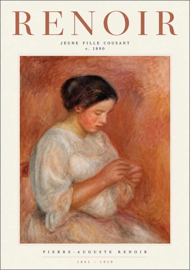 Renoir Jeune Fille Cousant No2 - Póster