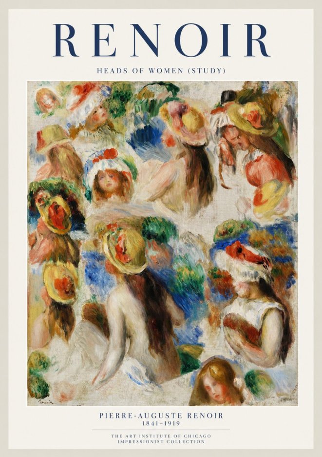 Renoir Heads of Women (Study) No1 - Póster