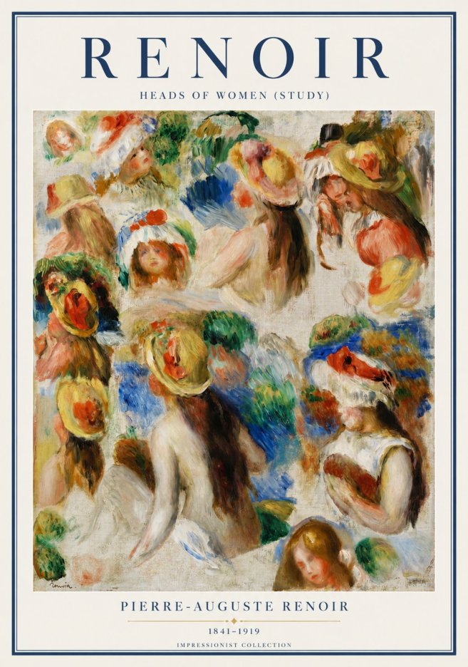 Renoir Heads of Women (Study) No3 - Póster