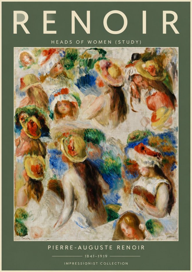 Renoir Heads of Women (Study) No5 - Póster