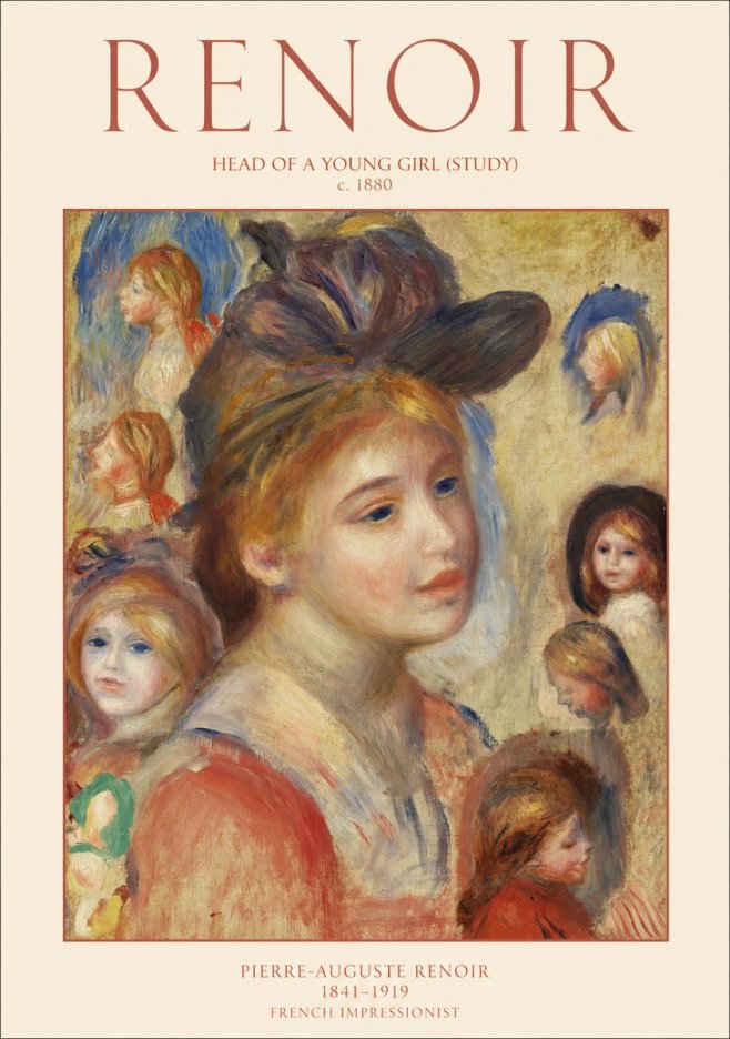Renoir Head of a Young Girl (Study) No1 - Póster