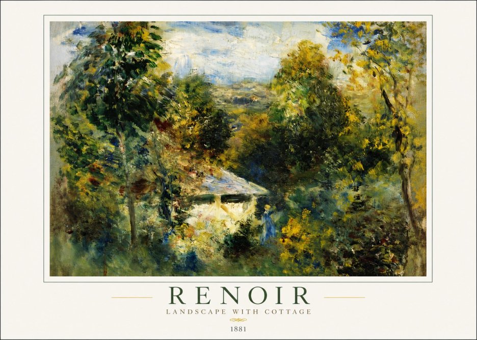 Renoir Landscape with a Cottage No3 - Póster