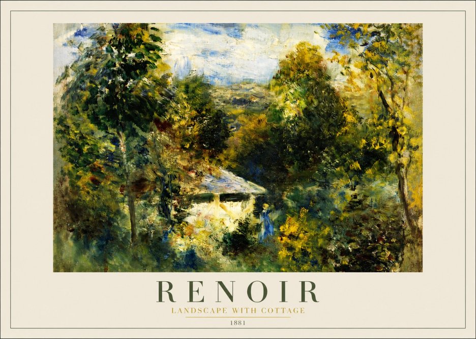 Renoir Landscape with a Cottage No4 - Póster