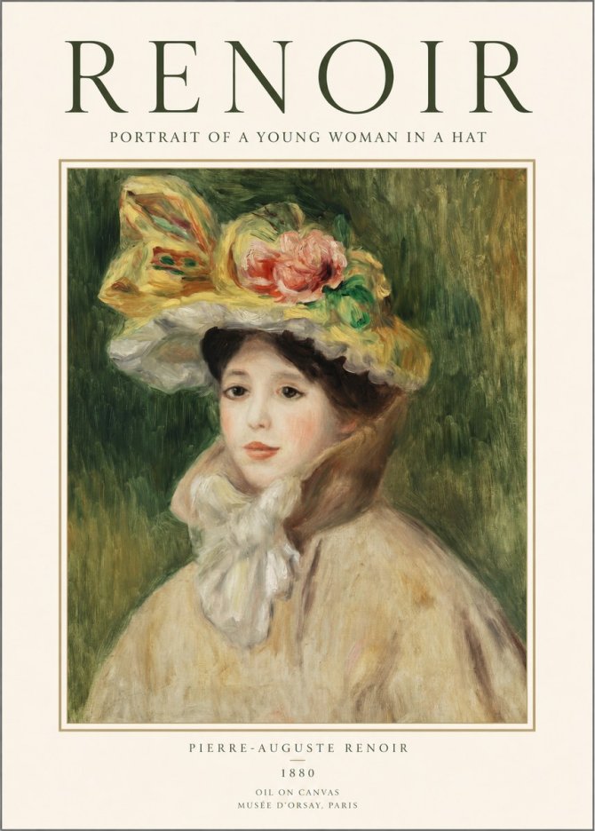 Renoir Portrait of a Young Woman in a Hat No1 - Póster